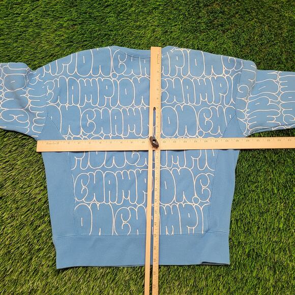 VTG Champion Reverse Weave Sweatshirt Womens M Cropped Boxy Fit Y2K AOP - Picture 6 of 12